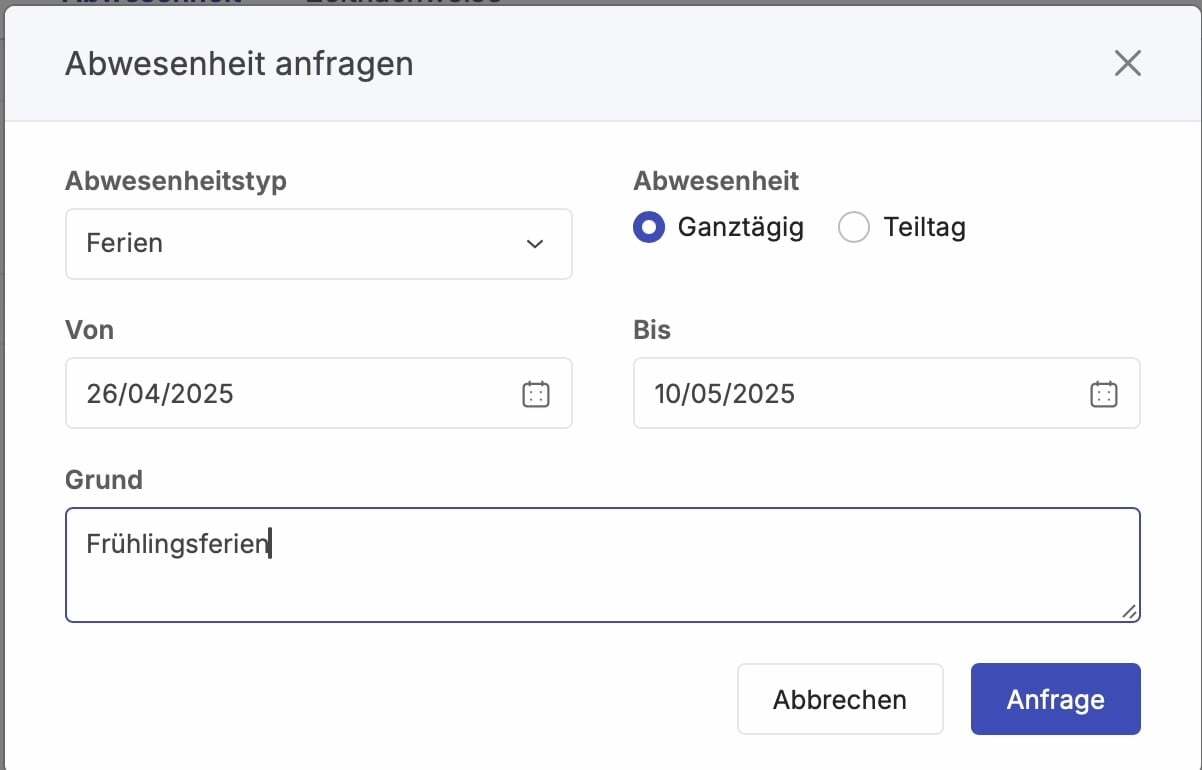 Urlaubsanträge mit der Mitarbeiter Zeiterfassung von Zoho Shift